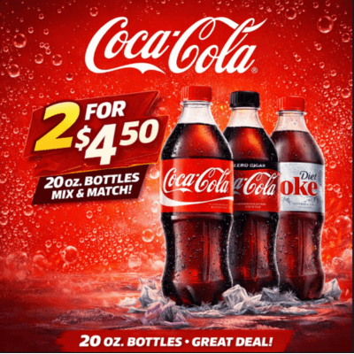 20 oz Coca Cola product 2/$4.50